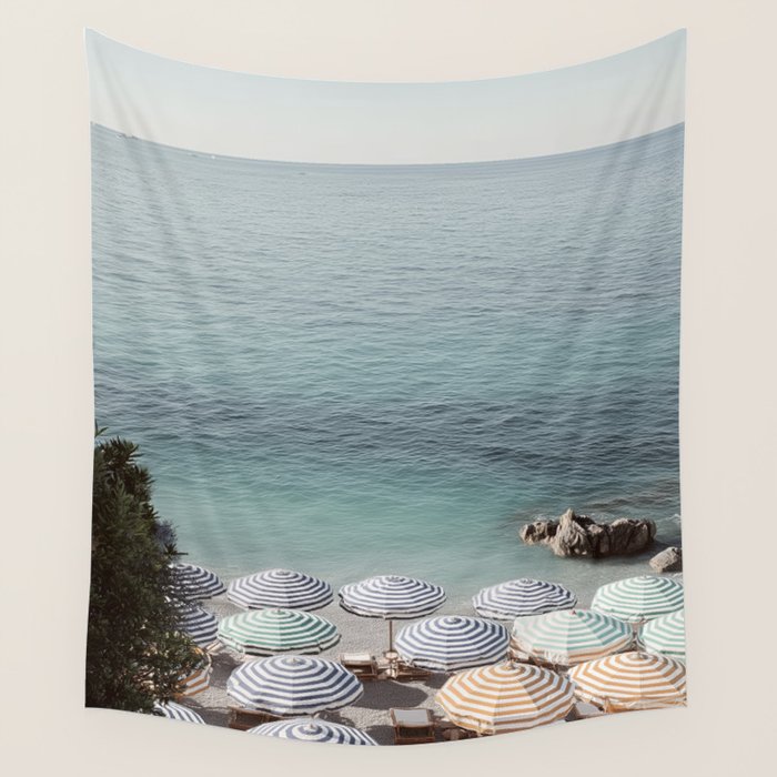 Seaside Patterns - Pastel Umbrella Coastal Print Wall Tapestry Gallery Image 4