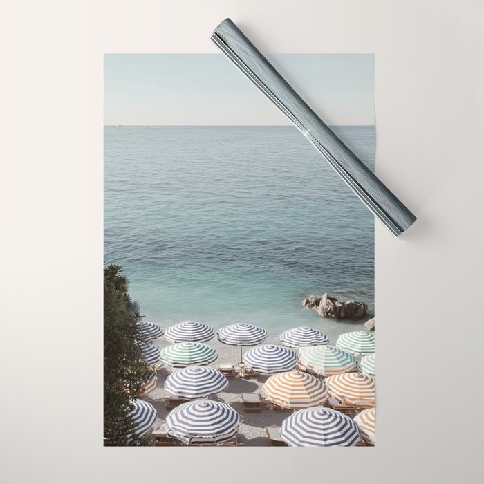 Seaside Patterns - Pastel Umbrella Coastal Print Wrapping Paper Gallery Image 1