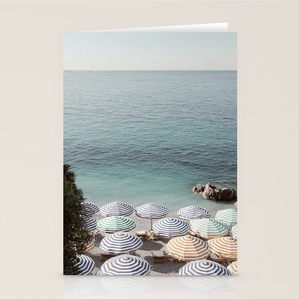 Seaside Patterns - Pastel Umbrella Coastal Print Stationery Card Gallery Image 1