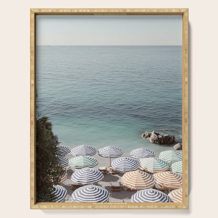 Seaside Patterns - Pastel Umbrella Coastal Print Serving Tray Gallery Image 1