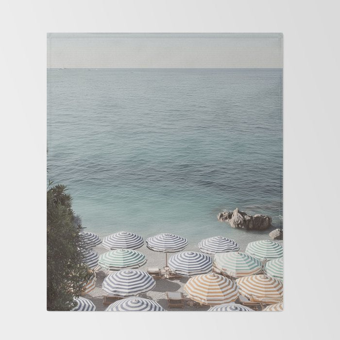 Seaside Patterns - Pastel Umbrella Coastal Print Throw Blanket Gallery Image 2
