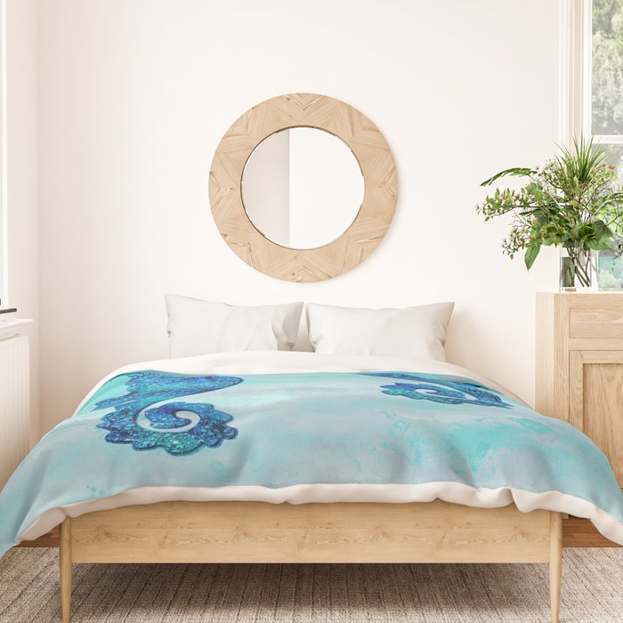 Blue Seahorse Couple Underwater Duvet Cover Gallery Image 3