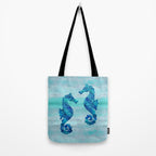 Blue Seahorse Couple Underwater Tote Bag Gallery Image 2