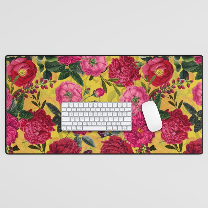 Vintage & Shabby Chic - Summer Tropical Roses Flower Garden Desk Mat Gallery Image 1
