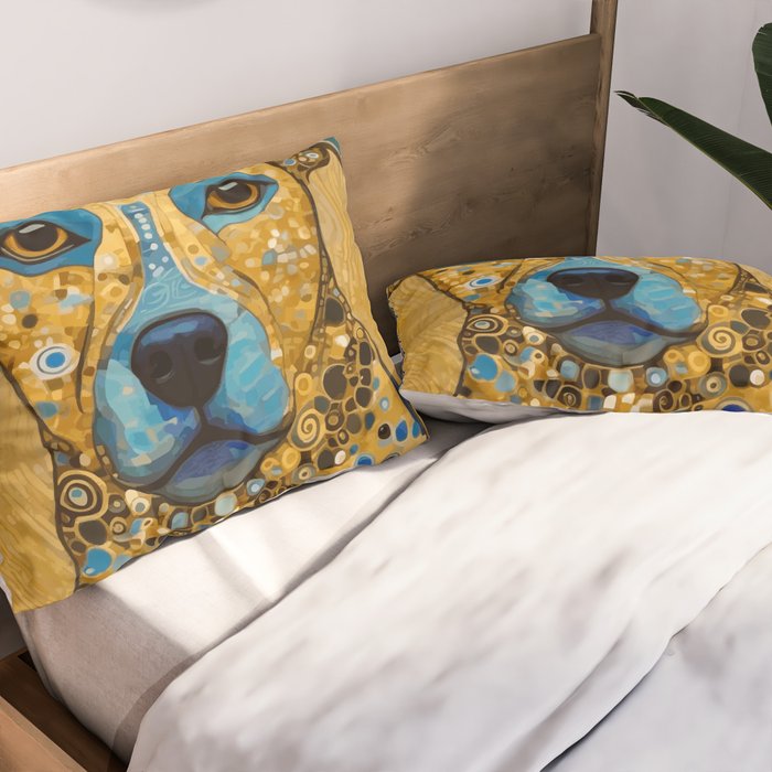 Blue and Gold Klimt Dog Pillow Sham Gallery Image 2