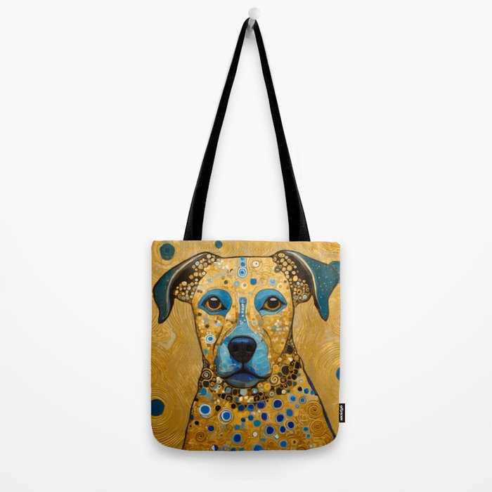 Blue and Gold Klimt Dog Tote Bag Gallery Image 2