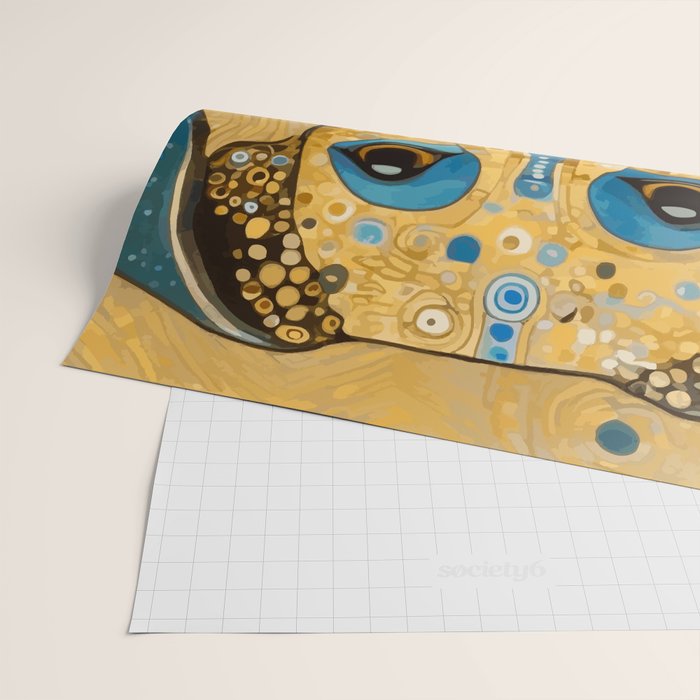 Blue and Gold Klimt Dog Wrapping Paper Gallery Image 2