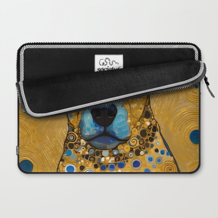 Blue and Gold Klimt Dog Laptop Sleeve Gallery Image 2