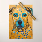 Blue and Gold Klimt Dog Wrapping Paper Gallery Image 1