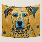 Blue and Gold Klimt Dog Wall Tapestry Gallery Image 4