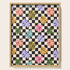 Black and White Checkered - Retro Rainbow Daisies  Serving Tray Gallery Image 1