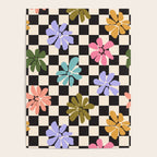Black and White Checkered - Retro Rainbow Daisies  Poster Gallery Image 4