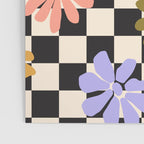 Black and White Checkered - Retro Rainbow Daisies  Poster Gallery Image 3