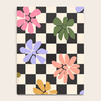 Black and White Checkered - Retro Rainbow Daisies  Notebook Gallery Image 4