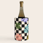Black and White Checkered - Retro Rainbow Daisies  Wine Chiller Gallery Image 2