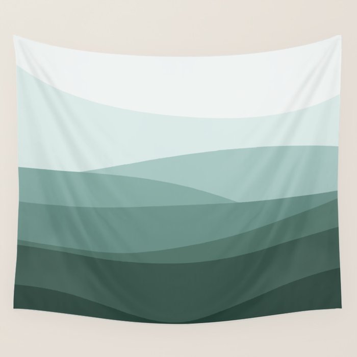 Mountain, Landscape, Green, Ombre Paintings Wall Tapestry Gallery Image 4