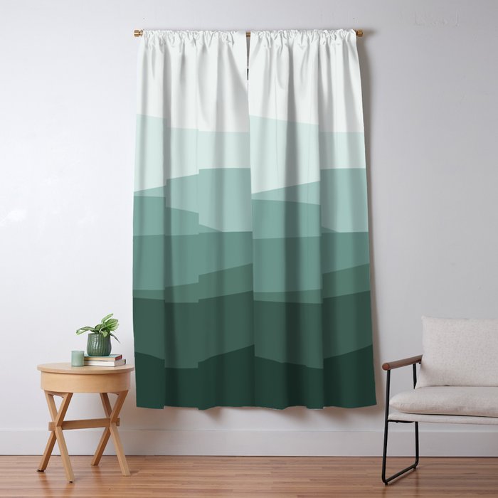 Mountain, Landscape, Green, Ombre Paintings Window Curtain Gallery Image 1