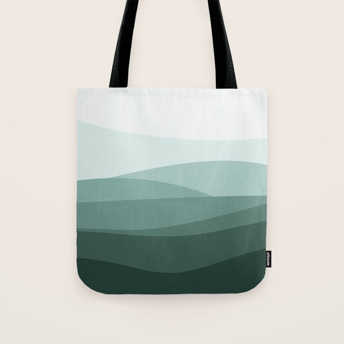 Mountain, Landscape, Green, Ombre Paintings Tote Bag Gallery Image 1