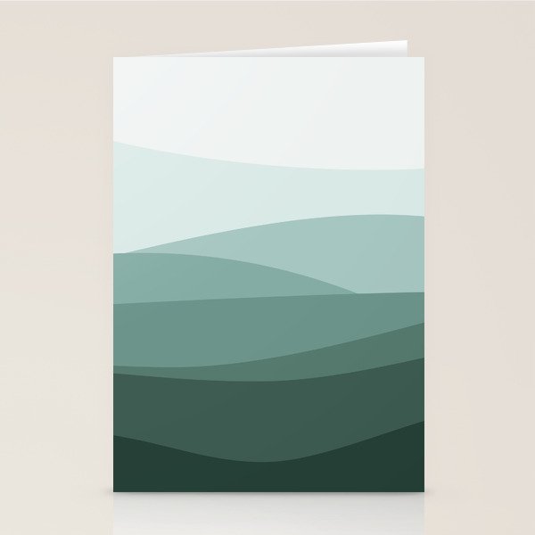 Mountain, Landscape, Green, Ombre Paintings Stationery Card Gallery Image 2