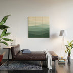 Mountain, Landscape, Green, Ombre Paintings Wood Wall Art Gallery Image 2