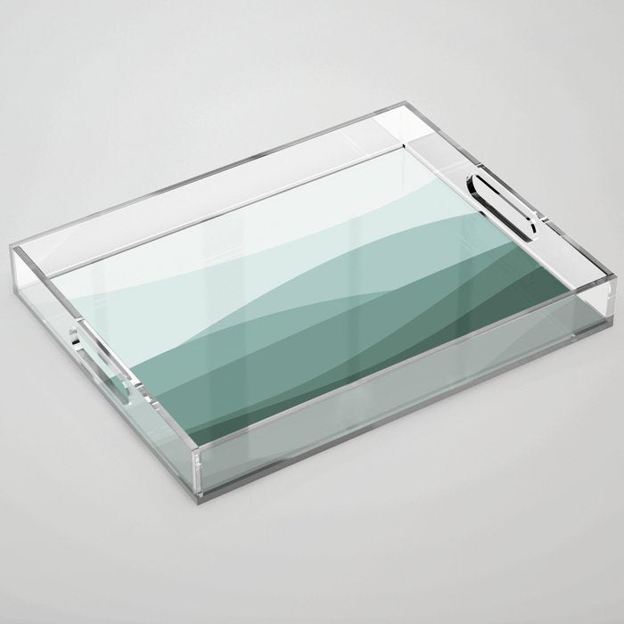 Mountain, Landscape, Green, Ombre Paintings Acrylic Tray Gallery Image 1