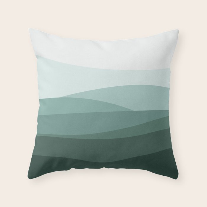 Mountain, Landscape, Green, Ombre Paintings Throw Pillow Gallery Image 6