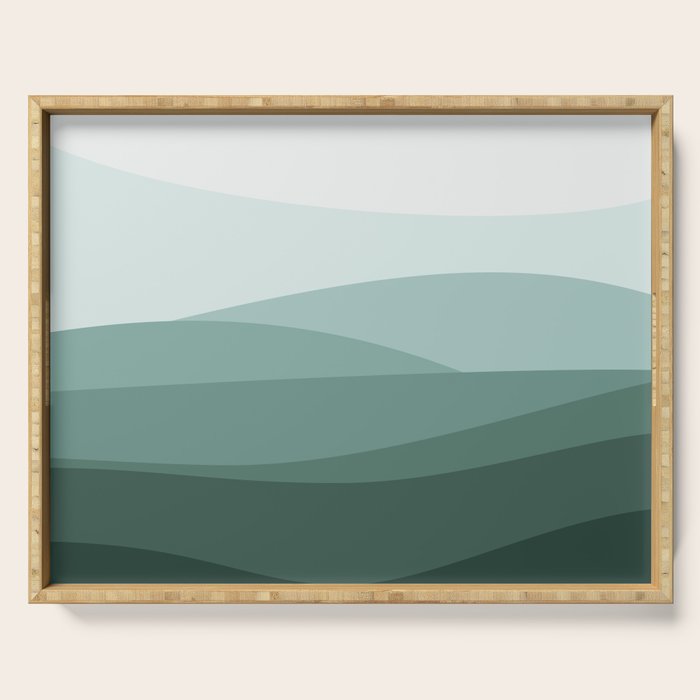 Mountain, Landscape, Green, Ombre Paintings Serving Tray Gallery Image 1