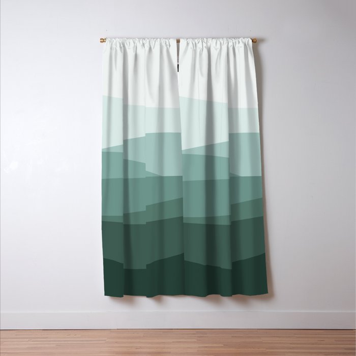 Mountain, Landscape, Green, Ombre Paintings Window Curtain Gallery Image 3