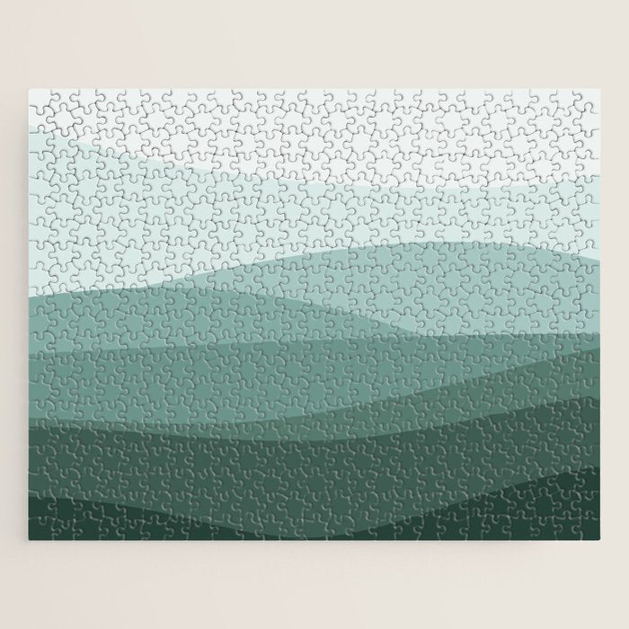 Mountain, Landscape, Green, Ombre Paintings Jigsaw Puzzle Gallery Image 1