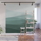 Mountain, Landscape, Green, Ombre Paintings Wall Mural Gallery Image 1