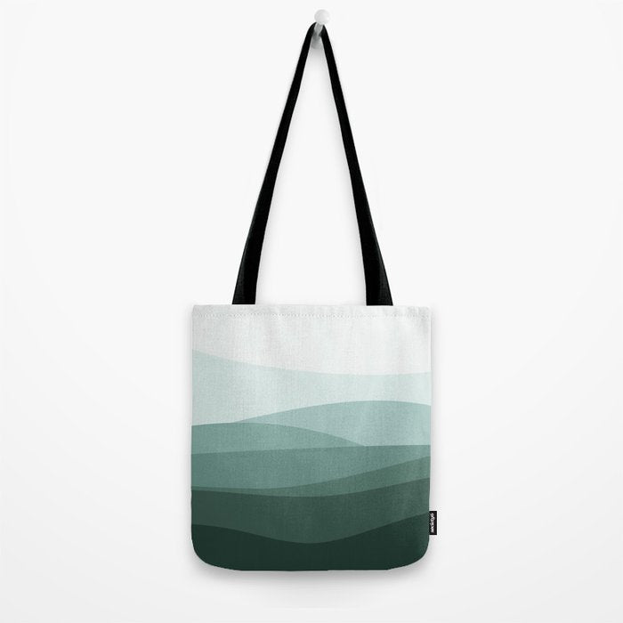 Mountain, Landscape, Green, Ombre Paintings Tote Bag Gallery Image 2