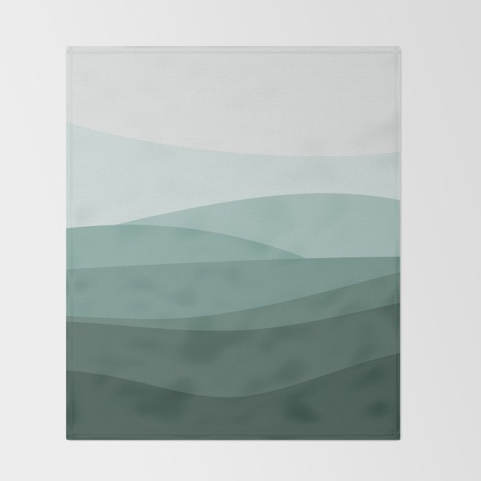 Mountain, Landscape, Green, Ombre Paintings Throw Blanket Gallery Image 2