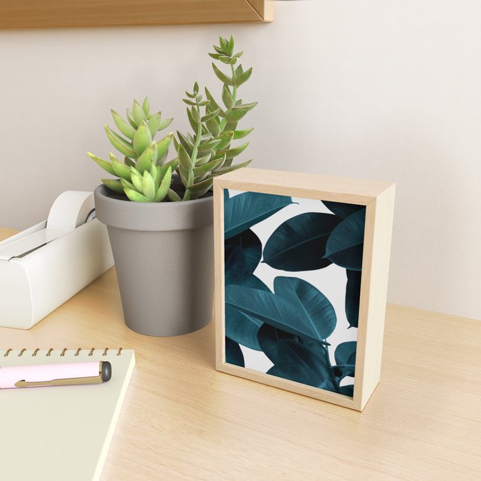 Indigo Blue Plant Leaves Mini Art Print Gallery Image 2