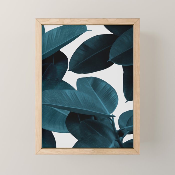 Indigo Blue Plant Leaves Mini Art Print Gallery Image 1