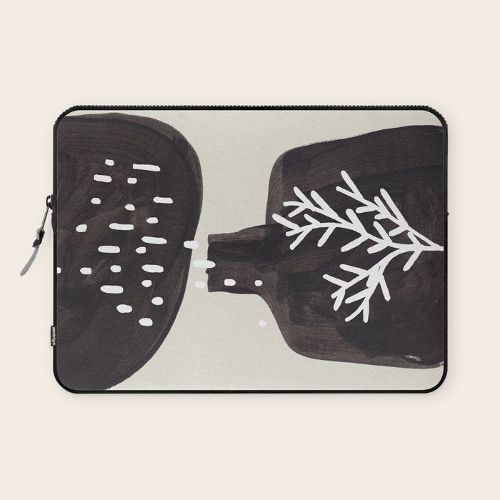Mid Century Minimalist Black Ink Tribal Vase Abstract Vase Shapes Floral Plant Laptop Sleeve Gallery Image 1
