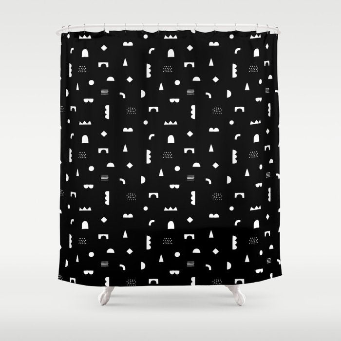 Black and white abstract organic shape pattern Shower Curtain Gallery Image 1