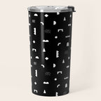 Black and white abstract organic shape pattern Travel Mug Gallery Image 2