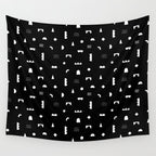Black and white abstract organic shape pattern Wall Tapestry Gallery Image 4