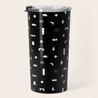Black and white abstract organic shape pattern Travel Mug Gallery Image 3