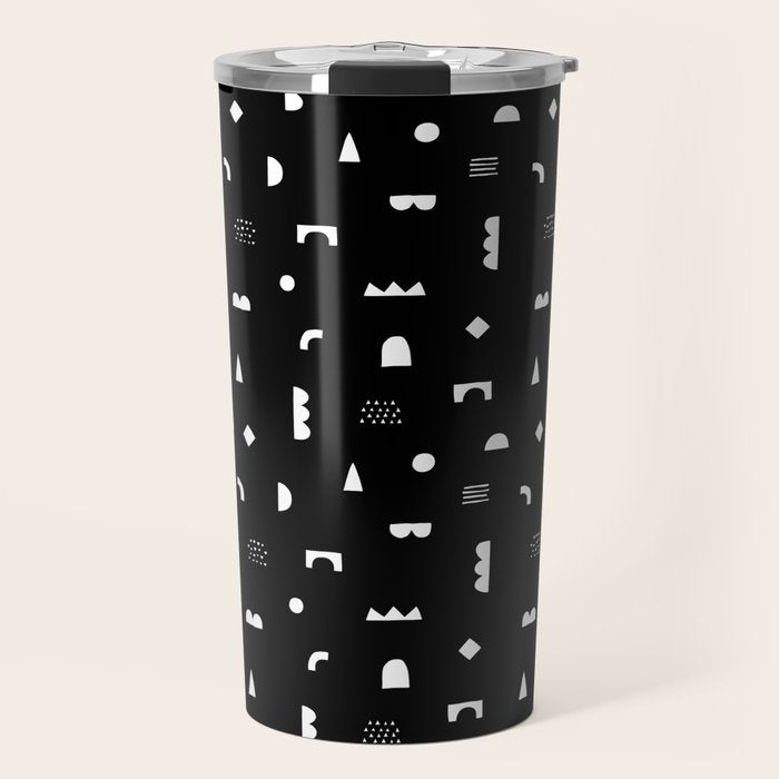 Black and white abstract organic shape pattern Travel Mug Gallery Image 1