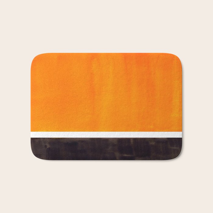 Minimalist Mid Century Modern Color Block Pop Art Rothko Inspired Golden Yellow Black Squares Bath Mat Gallery Image 1