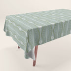 Wavy lines and tiny blooms - dusty mint sage green and cream stripes pattern Tablecloth Gallery Image 1