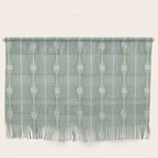 Wavy lines and tiny blooms - dusty mint sage green and cream stripes pattern Wall Hanging Gallery Image 1