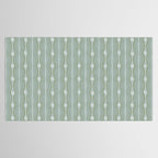 Wavy lines and tiny blooms - dusty mint sage green and cream stripes pattern Tablecloth Gallery Image 2