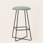 Wavy lines and tiny blooms - dusty mint sage green and cream stripes pattern Stool Gallery Image 1