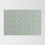 Wavy lines and tiny blooms - dusty mint sage green and cream stripes pattern Rug Gallery Image 2