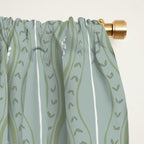Wavy lines and tiny blooms - dusty mint sage green and cream stripes pattern Window Curtain Gallery Image 2