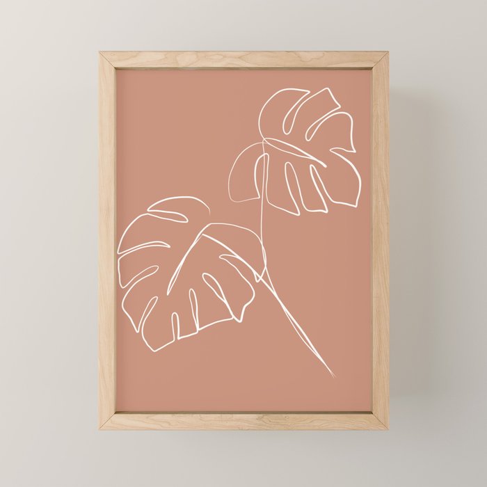 Monstera minimal - earth Mini Art Print Gallery Image 1