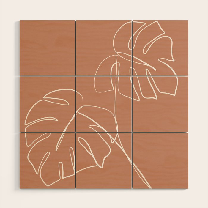 Monstera minimal - earth Wood Wall Art Gallery Image 1