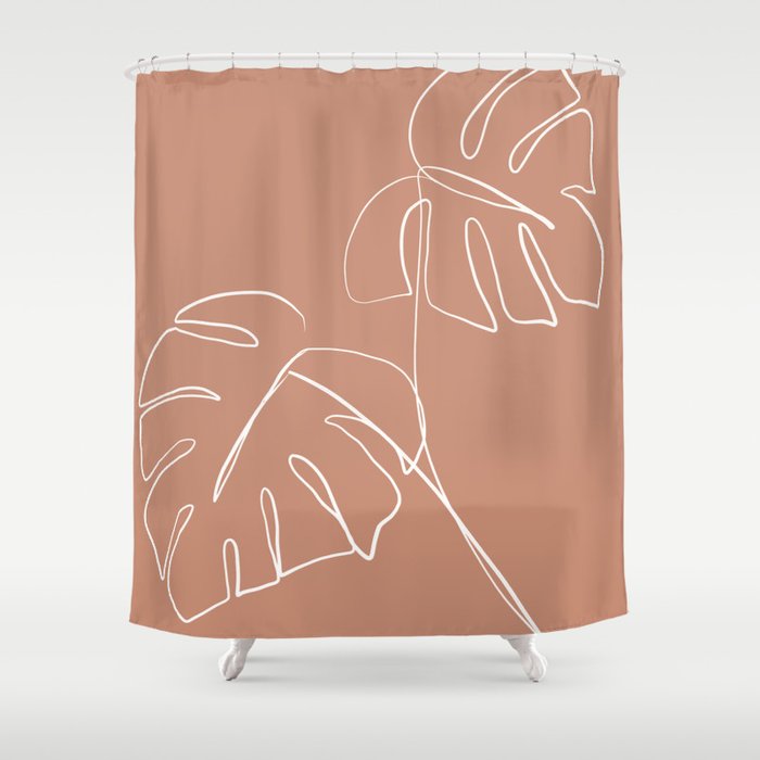 Monstera minimal - earth Shower Curtain Gallery Image 1